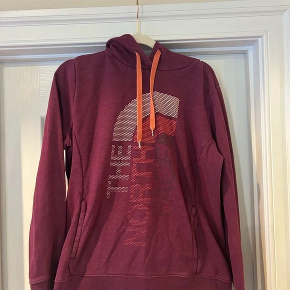 The North Face Women’s Maroon Hoodie with Orange Accents - Picture 1 of 3